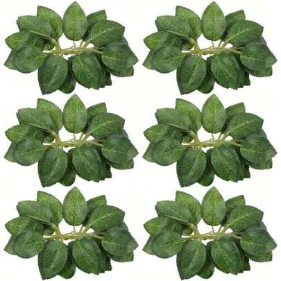 Fake Leaves For Roses Decorations, 10/15/20/25/30/50/80/100pcs Bulk Green Rose Leaves With Stems For DIY Wedding Bouquets Centerpieces Party Decorations Rose Vine Wreath Garlands Supplies