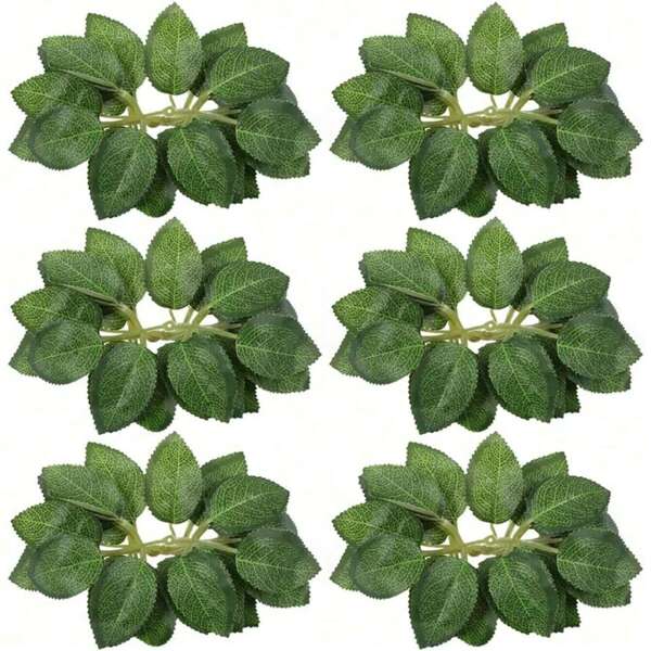 Hojas falsas para decoraciones de rosas, 10/15/20/25/30/50/80/100 piezas a granel de hojas verdes de rosa con tallos para arreglos florales de boda DIY, centros de mesa, decoraciones de fiesta, coronas, guirnaldas y suministros de vid de rosa