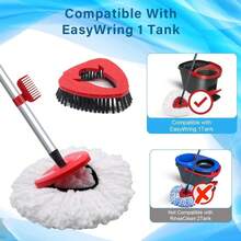 Local Delivery--Spin Mop Head And Brush Replacement Compatible With O Cedar EasyWring 1-Tank System, 4 Mop Replace Heads, 1 Handle, 1 Base And 1 Scrub Brush Combo Set 002