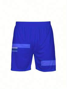 Conjunto Esportivo Casual Masculino, Camiseta e Shorts Estampados 3D de Verão, Tecido de Malha Respirável - Azul - Visão 6