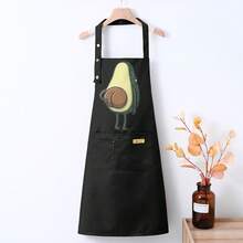 Funny Avocado Ass Dual Waterproof Oilproof Kitchen Chef Aprons With Pockets For Men Women, Adjustable Cooking Apron - Black - View 4