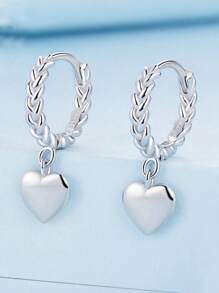 1 paire de boucles d'oreilles design cœur en argent 925, boucles d'oreilles élégantes et romantiques en forme de twist, convient pour le port quotidien, les rendez-vous, les vacances, les jours fériés et les cadeaux