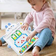 1 pieza Tablero magnético de dibujo para niños - Rompecabezas de arte de puntos coloridos con bolígrafo de estilo, juegos de clasificación de colores y juguete sensorial, forma de cangrejo y conejo, juguete educativo STEM para niños de 3 a 6 años, tableta para dibujar portátil, regalos de cumpleaños para niños y niñas