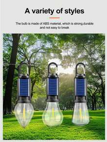1 件太阳能 LED 灯钨丝可充电便携式户外花园露营帐篷灯，IP65 防水应急夜间聚光灯，带 C 型充电，适用于露营、家庭庭院花园装饰 - 暖白色 - 查看 3
