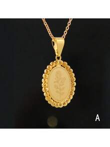 18k Gold Plated Vintage Arabic Style Pendant Necklace, Oval Shape, Bridal Wedding Party Jewelry Gift For Women - Pendant - View 22