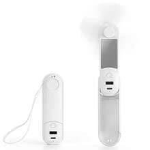 2026 New 5 In 1 Portable Mini Handheld Fan, Pocket Fan With Mobile Phone Holder, Mirror, Power Bank, Flashlight Ideal For Travel/Beach/Eyelash/Makeup/Vacation - trắng - Xem 1