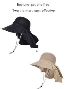 1 Stück Damen Sonnenhut mit Großem Schirm, Sommer Outdoor Hut mit breiter Krempe zum Sonnenschutz - Fischerhut - Übersicht 14
