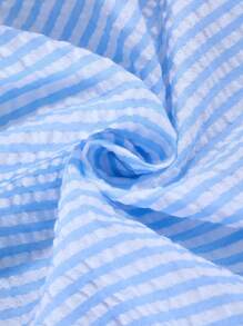 2pcs Girls Fashion Striped Ruffle Blouse + Casual Wide Leg Pants Outfit Set