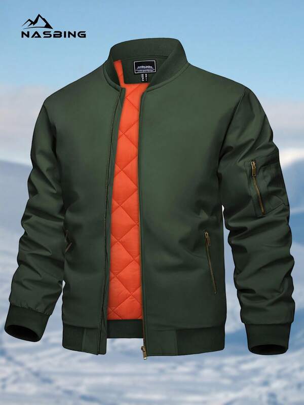 Herren-Bomberjacke, wasserdicht, winddicht, warm, mit Reißverschluss, lässig, Herbst- und Wintermäntel mit Reißverschlusstaschen, Wandern, Camping, Angeln, Freizeit, Arbeiten