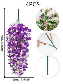 1/2/4/6pcs Artificial Eucalyptus Silk Flower Vines, UV-Resistant Greenery For Outdoor Hanging, Suitable For Anniversary, Graduation, Wedding, Party, Home, Office, Porch, Garden, Wall Decor In Spring & Summer - Morning Glory Wall Hanging Two Colors-02 - View 6