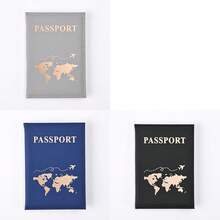 PU 地图护照簿、护照保护套、票夹、旅行证件收纳夹、PU 皮革护照套、旅行钱包盒，可存放护照、机票、登机牌、名片、信用卡 - 彩色 - 查看 25