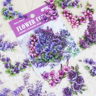 20pcs Transparent Vintage Floral Corner Stickers PET Rose Plant Decals For Scrapbooking Journals Planners Embelishment Collage Stickers,School Supplies,Back To School