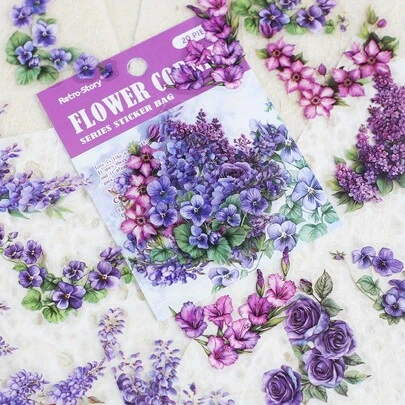 20pcs Transparent Vintage Floral Corner Stickers PET Rose Plant Decals For Scrapbooking Journals Planners Embellishment Collage Stickers,School Supplies,Back To School Scrapbook Supplies Funny Stickers Laptop Stickers Kindle Phone Stickers
