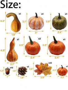 50 件仿真南瓜套装迷你仿真葫芦秋叶橡子装饰适用于丰收感恩节餐桌中心装饰托盘农舍花瓶节日派对家居装饰，假植物