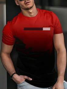 休闲时尚渐变印花短袖圆领男士T恤 - 彩色 - 查看 3