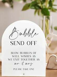1pc Acrylic Bubble Farewell Sign - Wedding Decor With Stand, Tabletop Signage, Suitable For Ceremony And Reception, Celebration Supplies, Acrylic Sign