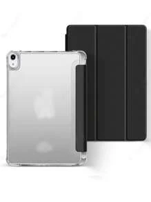 1 Stück klappbarer, multiwinkliger Ständer, kratzfest, bruchsicher, intelligenter Schlaf-Stylus-Halter, transparente TPU Weichkante Schutzhülle kompatibel mit iPad