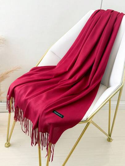 1 pieza Chal sólido clásico a prueba de viento de 190*70cm para exteriores, bufanda delgada de moda unisex, adecuada para salas con aire acondicionado, bufanda extra grande para mantener el calor con vestidos