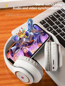 D8 头戴式耳机，无线/有线两用，可折叠，内置麦克风，支持 Micro SD 卡扩展 - （隐形款）成人儿童男女通用，续航 10-15 小时，可折叠头戴式耳机，带麦克风，低音强劲，立体声效果出色，配备柔软记忆蛋白耳罩，兼容 /安卓手机/PC - 彩色 - 查看 11