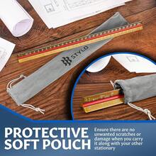 Stylo 12" Aluminum Architect Scale Ruler Laser Etched Triangle Drafting Ruler, Color Coded Grooves For Blueprint, Drafting And Drawing, Architectural Scale Ruler For Blueprints (Grey, Imperial Units) - 黃色 - 查看 8