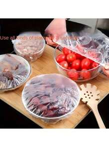 100 piezas Película extensible descartable para alimentos, Cubierta descartable para alcachofa de ducha, Bolsa de encogimiento multiusos descartable, Cubierta descartable para zapatos engrosada, Película extensible para cocina, Cubierta elástica y telescópica para preservar alimentos refrigerados en el hogar