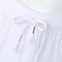 Men's Breathable Linen Beach Shorts, Summer Loose Men's Trousers - 白色 - 查看 10