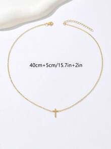 1pc Delicate & Compact Golden Cross Necklace, Minimalist & Elegant, Suitable For Women's Daily And Outdoor Wear, An Excellent Gift For Christian Women - 金子 - 查看 6