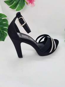 Sandalia de tacón para mujer De moda, para las Fiesta, las Vacaciones y con Diamante de imitación, no dejes pasar estos increíbles modelos - Negro - Ver 3