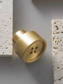 4件欧式设计创意纽扣抽屉拉手，适用于抽屉、橱柜、梳妆台、儿童衣柜、壁橱、鞋柜、玄关，圆形金色抽屉把手，铜材质，含螺丝