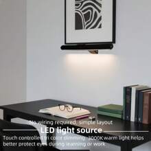 1 pièce, Applique murale rechargeable à LED, Éclairage avant de miroir à la maison, Éclairage de peinture, Éclairage d'affichage d'art, Avec télécommande, 3 températures de couleur et luminosité réglable, Convient pour cadre, peinture à l'huile, cible de fléchettes, éclairage de bureau