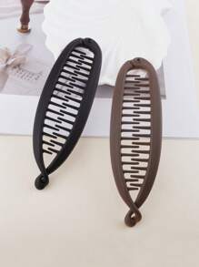 1 Stück/2 Stücke matter einfarbiger Fischgräten-Haarclip, elegante senkrechte Pferdeschwanz-Banana-Clips, schlichte legere PP (Polypropylen) Pferdeschwanz-Clips für den Alltag/die Fahrt zur Arbeit, Haarpflege