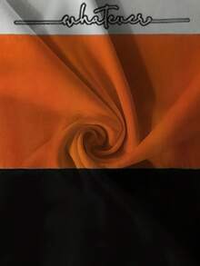 Letter    Summer    Regular Fit    Drawstring  Pocket  Contrast Binding - Orange - View 4