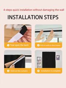 1pc Self-Adhesive Portable 100% Blackout Window Curtain, No Drilling Needed Sunshade Fabric For Windows, Doors, Bedrooms, Basements - Heat Insulation, Darkening Kitchen & Room, Suitable For All Seasons,Fall Decor,Autumn Decor,Room Decor