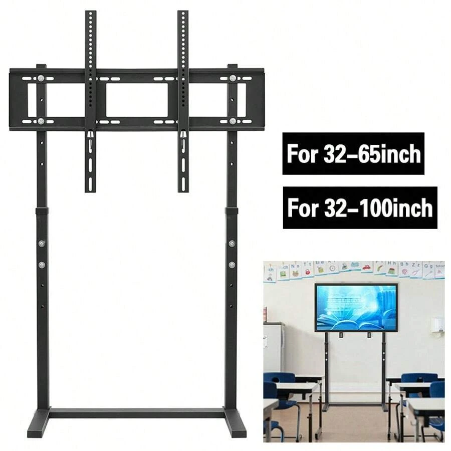 Extra Large Floor TV Stand TV Mount Adjustable Height Free Standing Home-Office - Black - View 1
