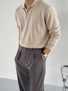 Áo len cổ polo thời trang công sở giản dị cho nam - Màu Khaki - Xem 3