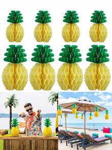 3 件装节日菠萝蜂窝中心装饰纸巾菠萝桌挂装饰热带夏威夷丛林派对，菠萝装饰品适合热带派对夏季夏威夷卢奥派对
