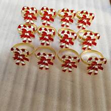 畅销圣诞拐杖糖餐巾环，简约合金餐巾架，酒店餐具餐巾圈 - 金色 - 查看 5