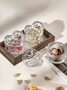 1pc Bow-Knot Crystal Glass Jewelry Box With Cover, Transparent & Delicate Multifunctional Small Storage Box, Suitable For Vanity, Living Room, Bedroom Decor, Perfect Gift For Trinkets, Snacks, Holidays