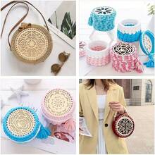 6pcs Set Apricot Crochet Basket With Wooden Bottom And Lid - DIY Weaving Kit For Creative Craft, Dream Theme - Wood Color - View 18