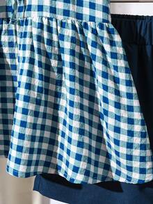 女童休闲格子无袖上衣和短裤两件套，幼儿 - 藍色 - 查看 6