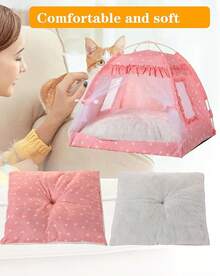 Princess Bed Tent House - Cute Tent Indoor,Small Dog House Indoor/Outdoor Cave Nest Bed Small Dog Tent,Puppy Tent (15.X15.X14.5/Pink)