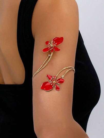 1 pieza Brazalete de mujer con colgante calado de moda, elegante atuendo de resort