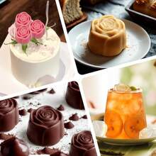 10孔玫瑰花硅胶模具，适用于制作巧克力、蜡烛、肥皂、冰块，耐热耐寒（-40°F 至 446°F），2 件装烘焙模具，易于脱模和清洗。 - 彩色 - 查看 6