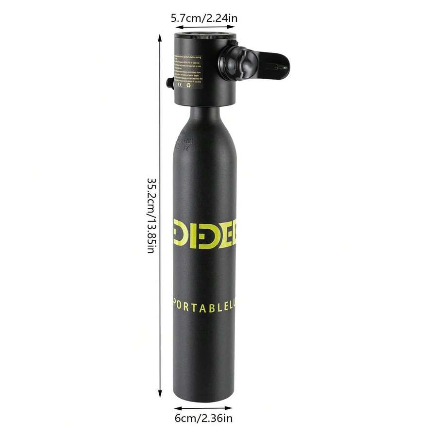 Mini Scuba Tank - Lightweight Aluminum Dive Cylinder For Underwater Breathing, 0.5L Capacity, Ideal For Recreational Diving And Backup Air Source - Black - View 1