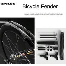 ENLEE Bicycle Fenders Gravel Flat Handle Road Cart, Front And Rear Universal Gear Water Plate With Rear Quick Disassembly. - Black - View 4