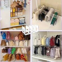 Organisateur de bureau étudiant transparent en 4 pièces - Étagère à fournitures de bureau - Sac dans un sac - Organisateur de maquillage - Support de mini-sac à main - Organisateur de sac à main transparent à 4 compartiments - Rangement de sac à main - Séparateur de rangement pour penderie - Convient pour les sacs à main, les cravates et les écharpes