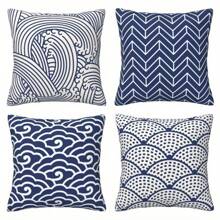 4 piese față de pernă față de pernă model geometric albastru japonez modern decorativ față de pernă pentru canapea extensibilă mașină față de pernă moale și durabilă pentru living dormitor o singură față fără miez de pernă