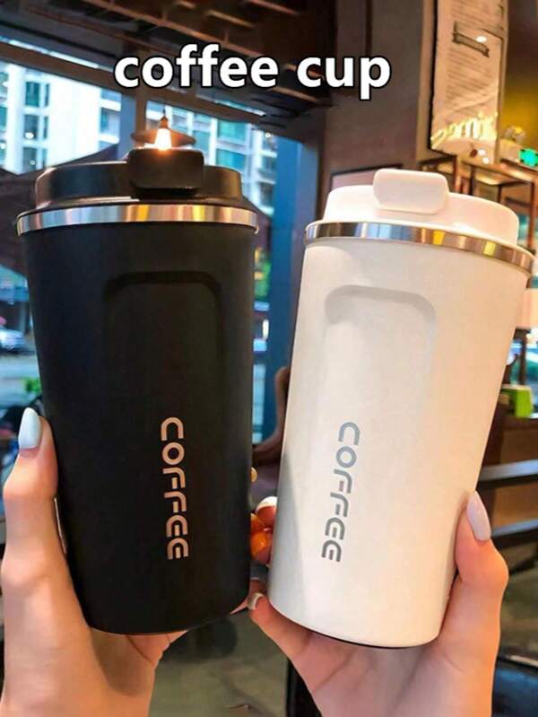 1 Stück 380ml 304 Edelstahl Vakuum Kaffeetasse, 12,85oz kreative auslaufsichere Isolierbecher, tragbar für Büro, Autofahren, Outdoor Sport Thermobecher Studenten Hochwertige Dual-Zweck 2-in-1 Sportbecher Reise- und Ausflugsbechern, Sportflaschen für Fitnessstudio und Outdoor, Schulmaterial, Urlaubsgeschenke