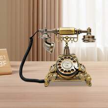 YUNRUX Vintage Rotary Dial Telephone, A Retro Classic Wired Phone With A Convenient Dialing Mechanism. It Serves As An Antique Decor For Home Offices And Makes An Excellent Gift For Weddings, New Home Ceremonies, And Christmas. - Bronze - View 1