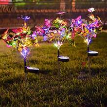 1/2/4pcs Solar Powered Colorful LED Butterfly Flower Garden Ground Stake Lights, Waterproof Outdoor Decor For Yard, Lawn - Pink - View 5